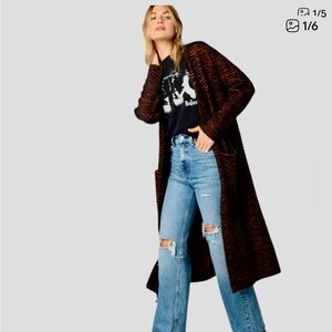 Lovestitch Brown and Black zebra Long Cardigan